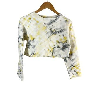 Koral Women's Yellow and Gray Tie-Dye Crop Top NWOT SIZE SMALL